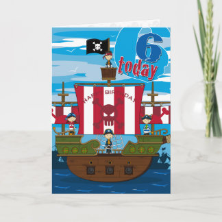 Piratenszene 6. Geburtstagskarte Karte