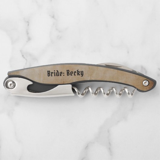 Piratentext Braut und Bräutigam Rustikal Kellnermesser (Vorderseite)