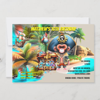 Piratentheater Geburtstag | Kapitän-Affenvogelinse Einladung