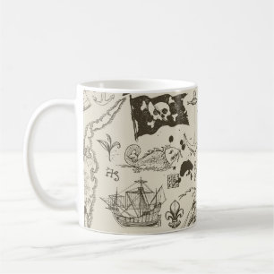 Piratenthema: Vintage nautische Muster. Kaffeetasse