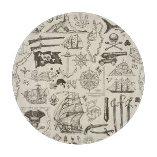 Piratenthema: Vintage nautische Muster. Schneidebrett