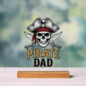 Piratenvater-Totenkopf-Schwert-Vintage-Stickerei-S Acrylschild (Neutral)