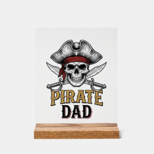 Piratenvater-Totenkopf-Schwert-Vintage-Stickerei-S Acrylschild