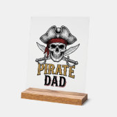Piratenvater-Totenkopf-Schwert-Vintage-Stickerei-S Acrylschild (Winkel)