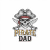 Piratenvater-Totenkopf-Schwert-Vintage-Stickerei-S Aufkleber (Vorderseite)