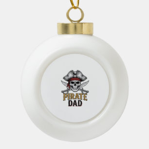Piratenvater-Totenkopf-Schwert-Vintage-Stickerei-S Keramik Kugel-Ornament