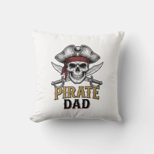Piratenvater-Totenkopf-Schwert-Vintage-Stickerei-S Kissen