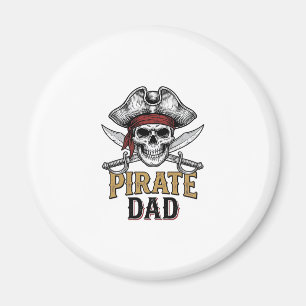 Piratenvater-Totenkopf-Schwert-Vintage-Stickerei-S Magnet