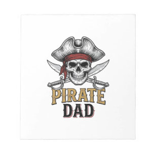 Piratenvater-Totenkopf-Schwert-Vintage-Stickerei-S Notizblock