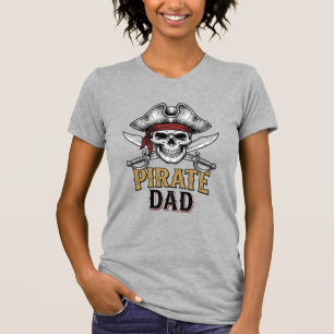 Piratenvater-Totenkopf-Schwert-Vintage-Stickerei-S T-Shirt