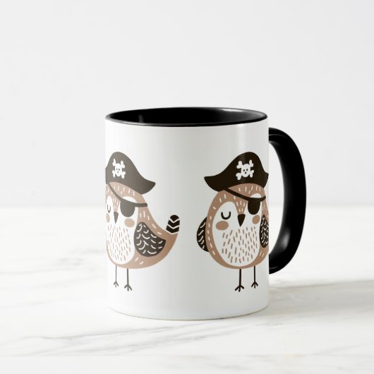 Piratenvogel mit Hut und Augenpflaster Tasse (VorderseiteRechts)