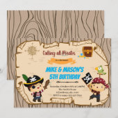 Piratenweine zum Geburtstag Einladung (Vorne/Hinten)