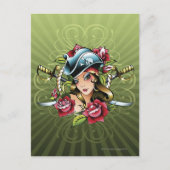 Piraterie bei Frauen mit Rose und Schwertern Postkarte (Vorderseite)