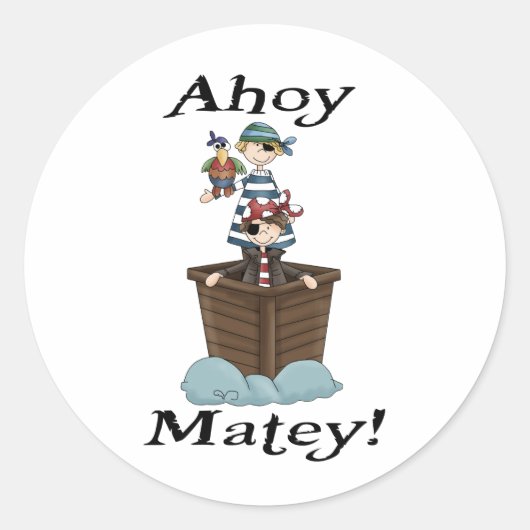 Pirates Ahoy Matey Runder Aufkleber (Vorderseite)