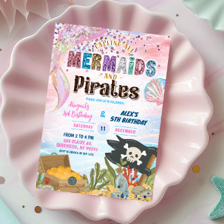 Pirates and Mermaids Joint Birthday invitation Einladung