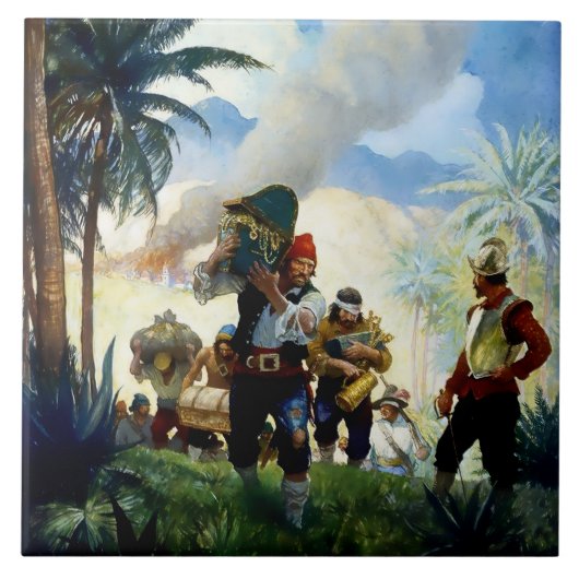"Pirates and Plunder" von NC Wyeth Fliese (Vorderseite)