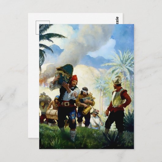 "Pirates and Plunder" von NC Wyeth Postkarte (Vorne/Hinten)