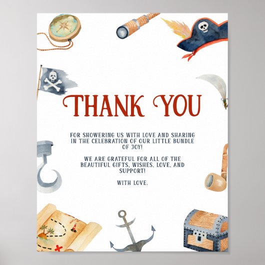 Pirates Baby Shower Danke, dass Sie unterschreiben Poster (Vorne)
