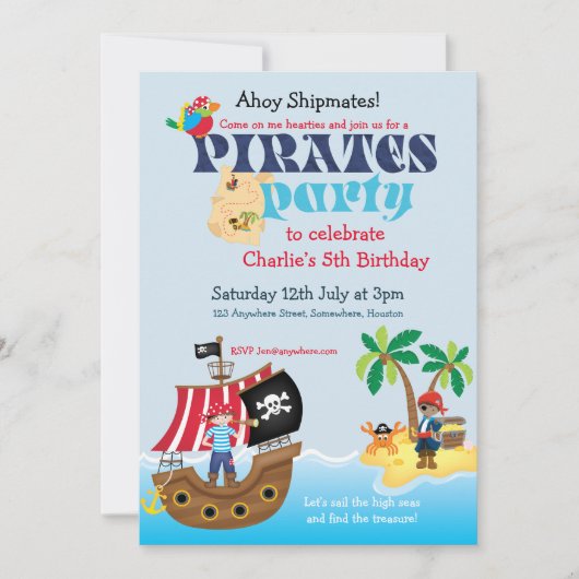 Pirates Birthday Party Einladung (Vorderseite)