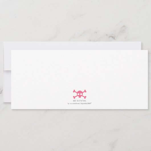 Pirates Birthday Party Einladungen (für Mädchen) (Rückseite)