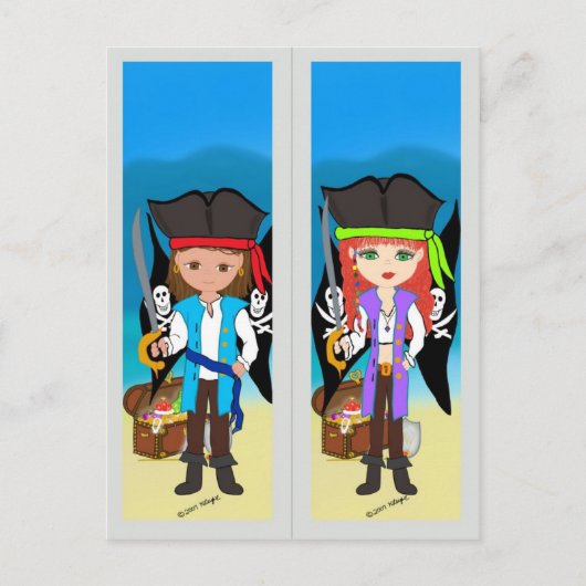 Pirates Bookmark on Postcard Postkarte (Vorderseite)