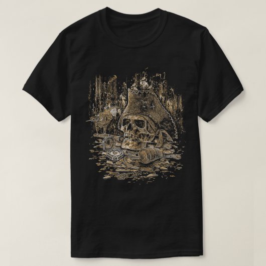 Pirates Captain Skull Dagger Treasure Caribbean Ma T-Shirt (Design vorne)