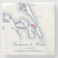 Pirate's Cove Hochzeits Manteo Karte Navy Blau Gef
