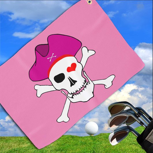 Pirates Flag & Captain Grace, Skull /Golf Games Go Golfhandtuch