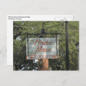 Pirates House Restaurant Sign Savannah Georgia Postkarte (Vorne/Hinten)