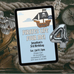 Pirates Leben VIER Für Mich, Pirat 4. Geburtstag Einladung