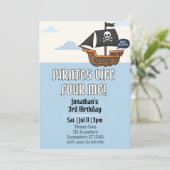 Pirates Life FOUR Me, Pirate 4th Birthday Einladung (Stehend Vorderseite)