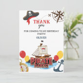 Pirates Nautical Birthday Einladungen Vielen Dank (Stehend Vorderseite)