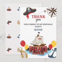 Pirates Nautical Birthday Einladungen Vielen Dank