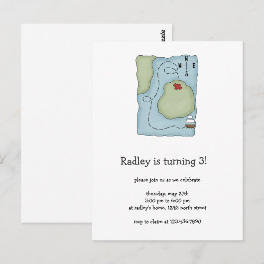 Pirates ・ Pirate Map Postkarte (Vorne/Hinten)