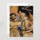 "Pirates" Schatzinsel Cover von NC Wyeth Postkarte (Vorne/Hinten)