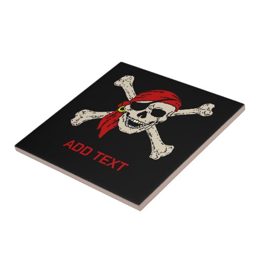 Pirates Skull personalisieren Add text,Tile Fliese (Seite)