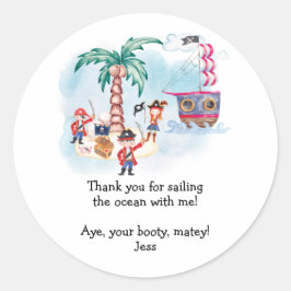 Pirates Treashunt Karte Kinder Junge Geburtstag Runder Aufkleber