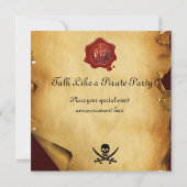 PIRATES TREASURE MAPS SKULL UND CROSSED SCHWERTER EINLADUNG (Rückseite)