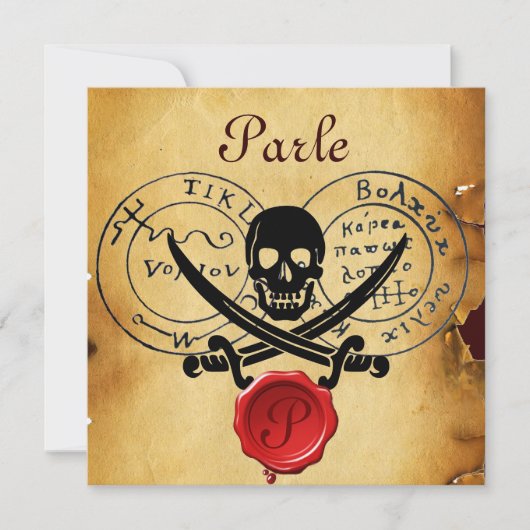 PIRATES TREASURE MAPS SKULL UND CROSSED SCHWERTER EINLADUNG (Vorderseite)