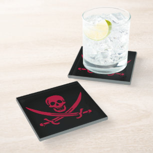 Piratflagge Crimson Skull & Swords von Calico Jack Glasuntersetzer