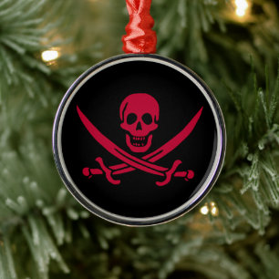Piratflagge Crimson Skull & Swords von Calico Jack Ornament Aus Metall