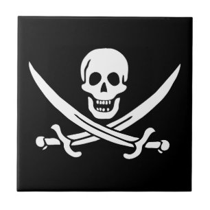 Piratflagge Totenkopf gekreuzte Schwerter Fliese