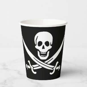 Piratflagge Totenkopf gekreuzte Schwerter Pappbecher