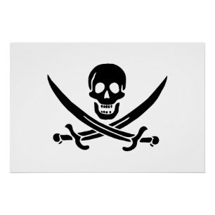 Piratflagge Totenkopf gekreuzte Schwerter Poster