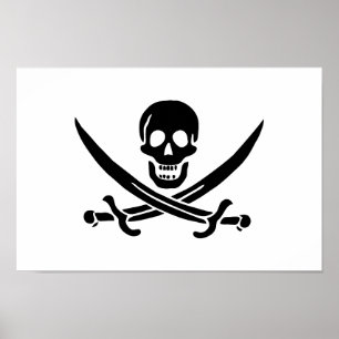 Piratflagge Totenkopf gekreuzte Schwerter Poster