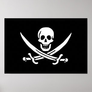 Piratflagge Totenkopf gekreuzte Schwerter Poster