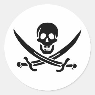 Piratflagge Totenkopf gekreuzte Schwerter Runder Aufkleber
