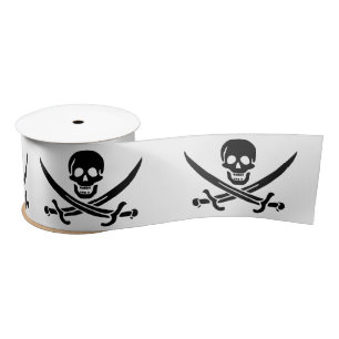 Piratflagge Totenkopf gekreuzte Schwerter Satinband