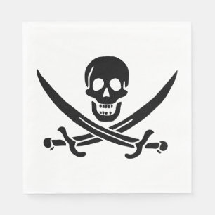 Piratflagge Totenkopf gekreuzte Schwerter Serviette