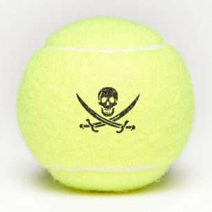 Piratflagge Totenkopf gekreuzte Schwerter Tennisbälle